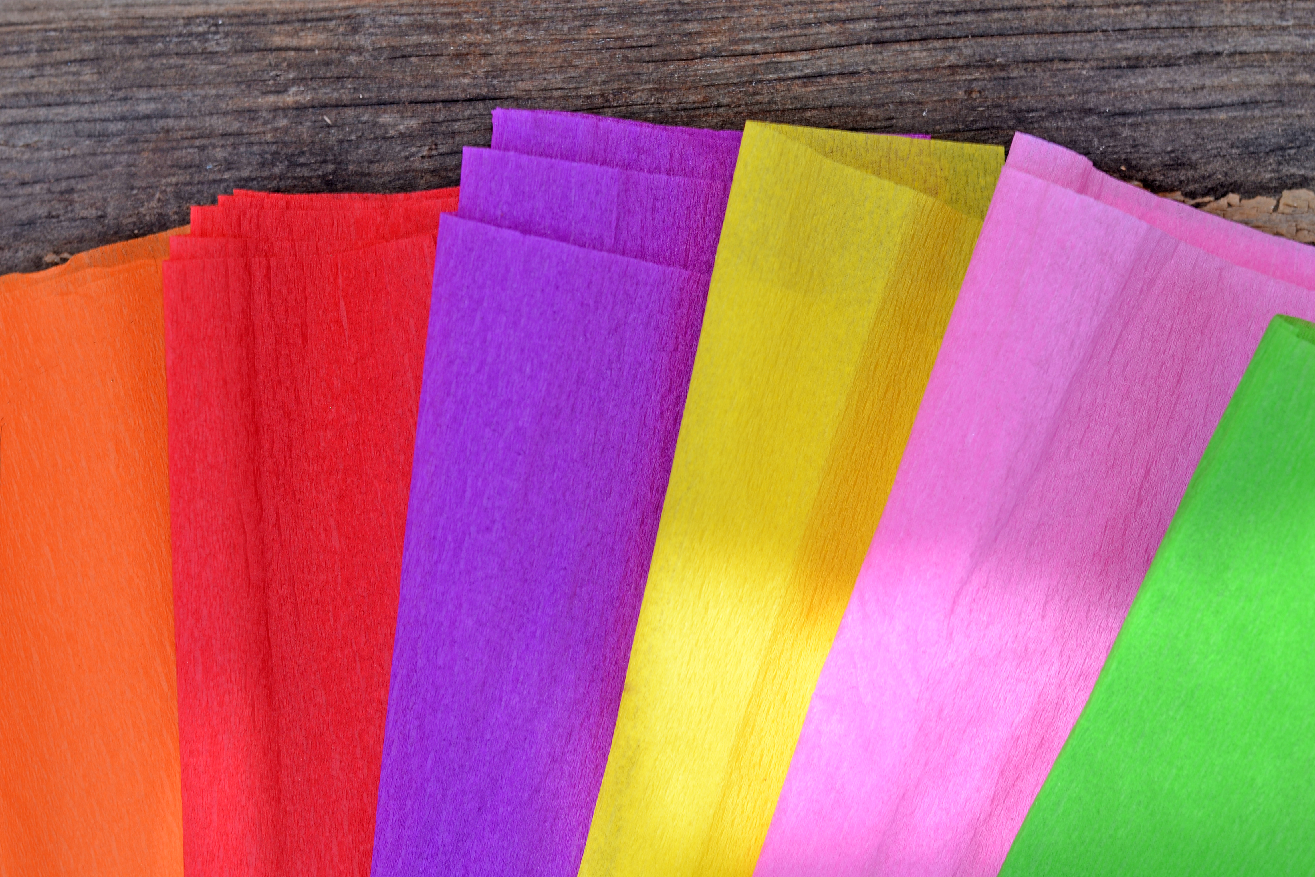 Colorful tissue paper examples using colorants